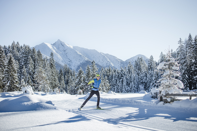 cross-country skiing in the mountains oh tyrol
