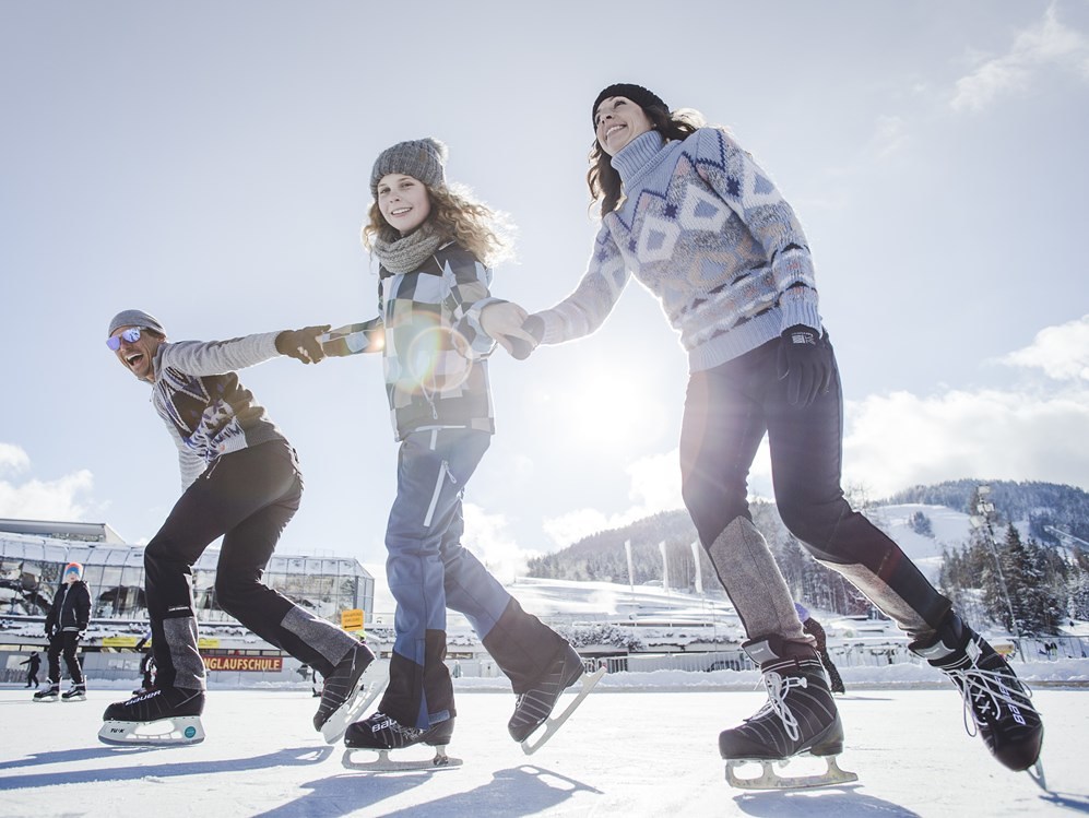 ice skating on the frozen lake