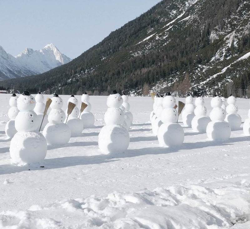 Snowman in the mountains