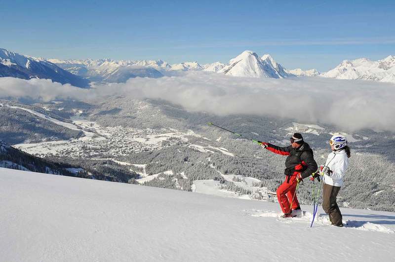 skiing in the tyrolean mountains in seefeld